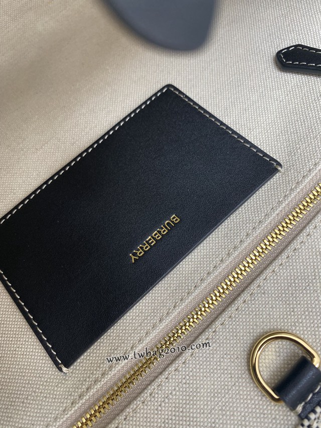 Burberry專門店新款手提女包購物袋 巴寶莉大號雙色帆布拼皮皮革Freya義大利精製托特包 yxb1286